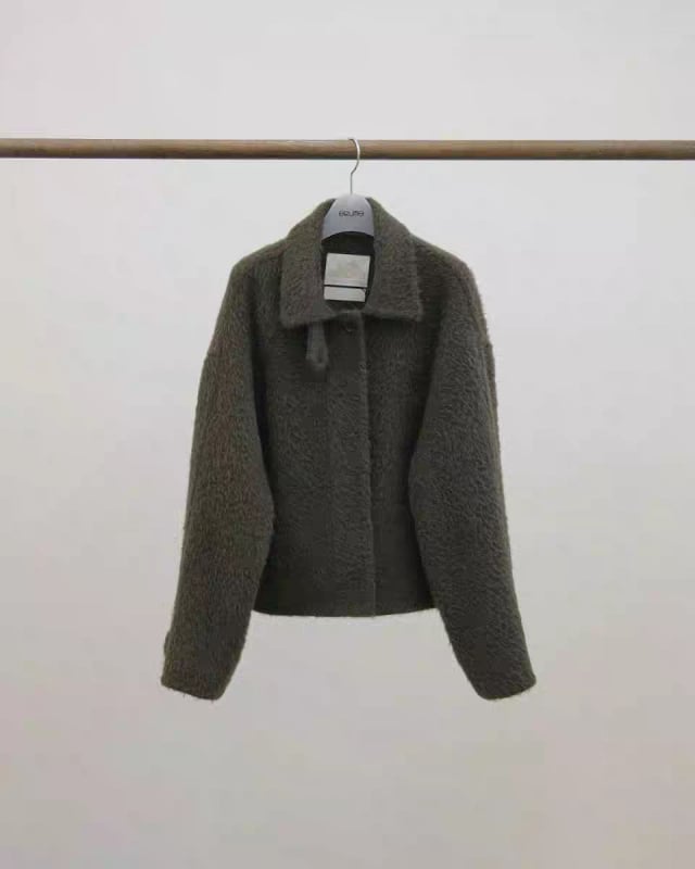 Дамско вълнено палто, корейски стил, ла-пел, едноредово закопчаване, средна дължина, солиден модел