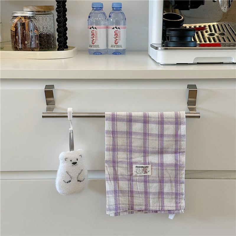 Bară din oțel inoxidabil pentru prosoape, pentru ușile de la dulap, fără găuri, cu o singură tijă, multifuncțională pentru baie și bucătărie — Qiansu