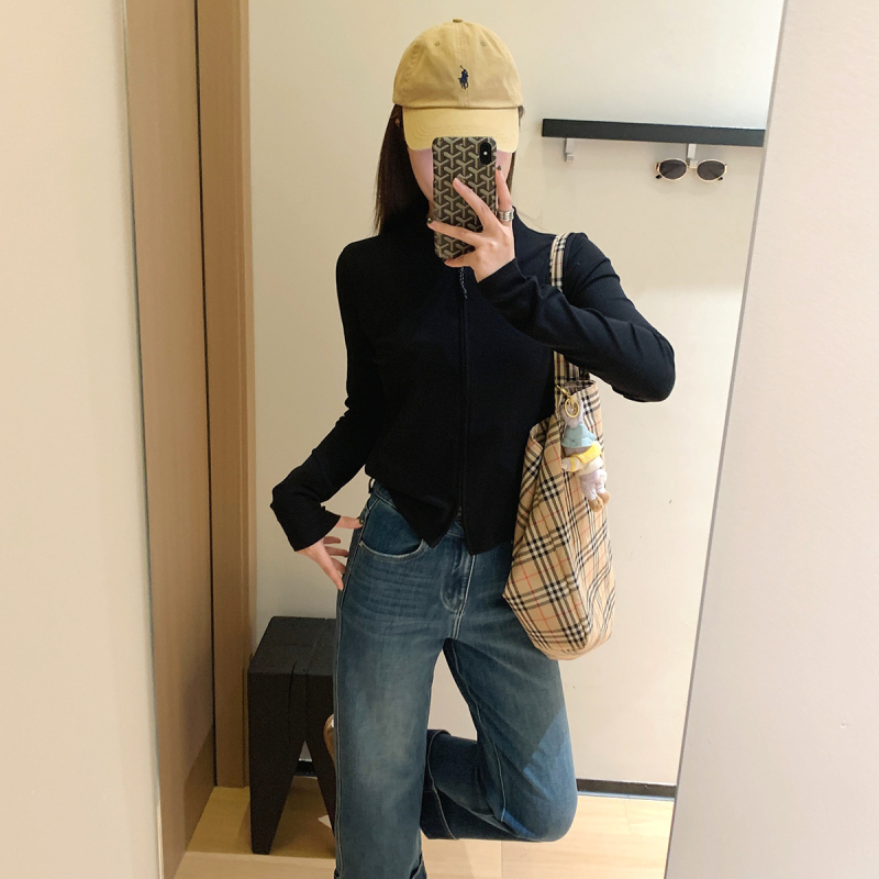 Pamukasta dukserica s stojećim ovratnikom i zatvaračem, korejsko-japanski casual stil, slobodan kroj, 50-70% pamuka, jesen 2025