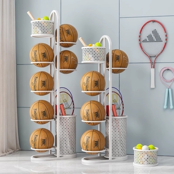 Подова стойка за топки за вътрешно ползване — дисплей и съхранение на топки, материал: коприна за цветя