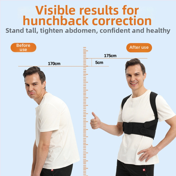 Колан за корекция на позата за възрастни – неопрен, подпора за талия, сандвич мрежа + полар флис + 4 гумени ленти за опора