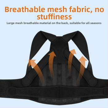 Колан за корекция на позата за възрастни – неопрен, подпора за талия, сандвич мрежа + полар флис + 4 гумени ленти за опора