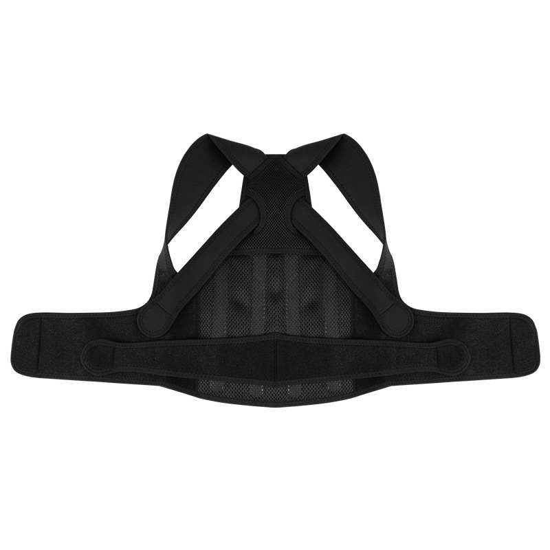 Колан за корекция на позата за възрастни – неопрен, подпора за талия, сандвич мрежа + полар флис + 4 гумени ленти за опора