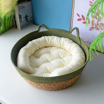 Φωλιά γάτας και κλουβί, υφαντά από σκοινί βαμβακιού με καλάμια, κατάλληλα για γάτες