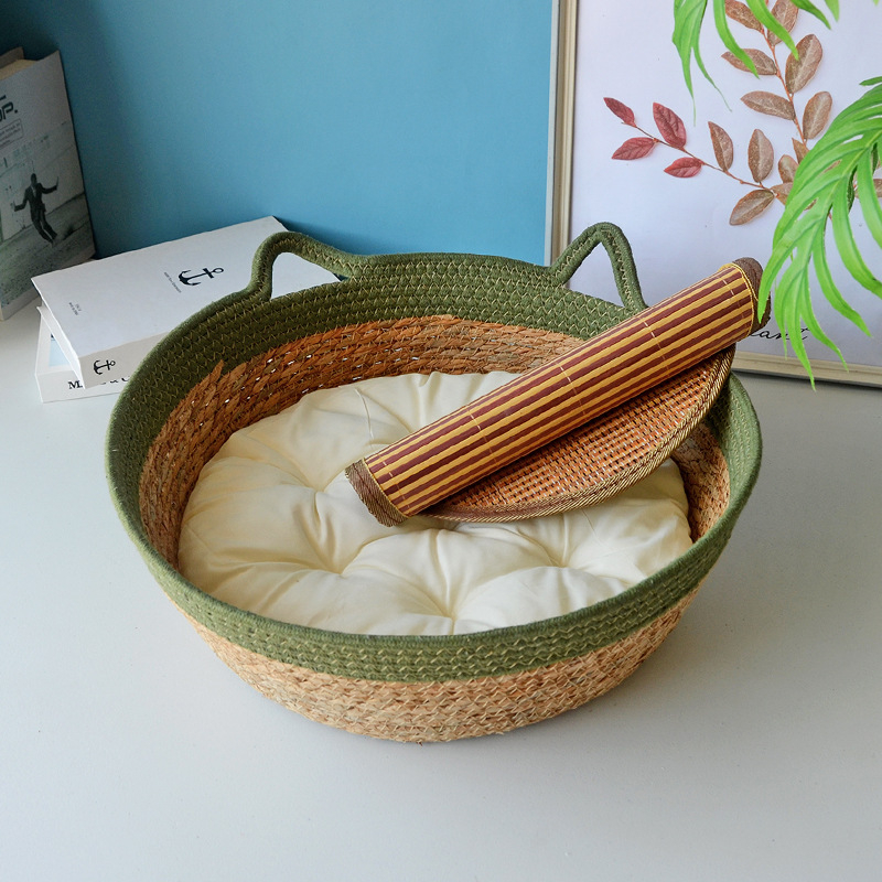 Φωλιά γάτας και κλουβί, υφαντά από σκοινί βαμβακιού με καλάμια, κατάλληλα για γάτες