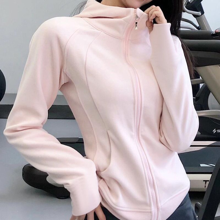 Дамско качулково двустранно поларено късо яке, слим кройка, цип, висока яка, полиестер