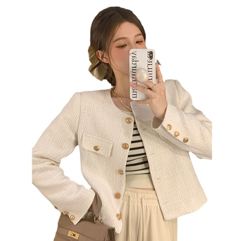 Jachetă scurtă căptușită, în stil coreean, design urban, poliester, guler polo