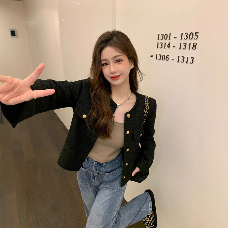 Jachetă scurtă căptușită, în stil coreean, design urban, poliester, guler polo