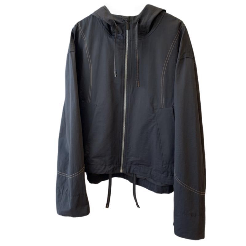 Ženski pamučni windbreaker s kapuljom i zipom, slobodan kroj, dugi rukavi