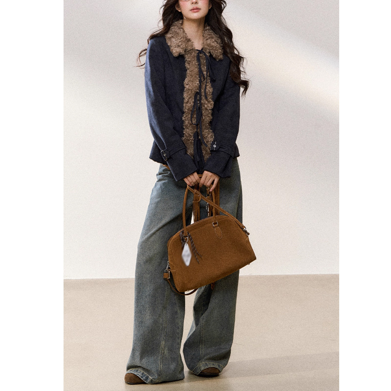 Jachetă damă în stil retro, cu guler lapel, închidere cu nasturi, poliester, culoare solidă