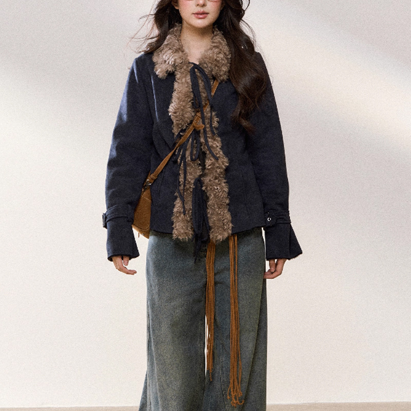 Jachetă damă în stil retro, cu guler lapel, închidere cu nasturi, poliester, culoare solidă