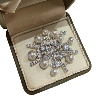 Брошка със имитационни перли, геометрична форма, микро закрепване; нишов стил; за спомен, украса, за сватба и подарък