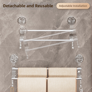 Raft pentru prosoape de baie cu ventuză, braț dublu cu cârlig, montaj pe perete; materiale: plastic și oțel inoxidabil