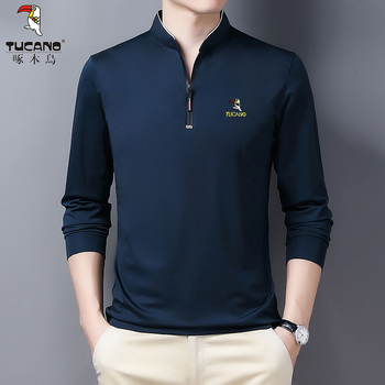 Pólóing, koreai stílus, hosszú ujjú, 95% pamut, nedvességelvezető, cipzár díszítés