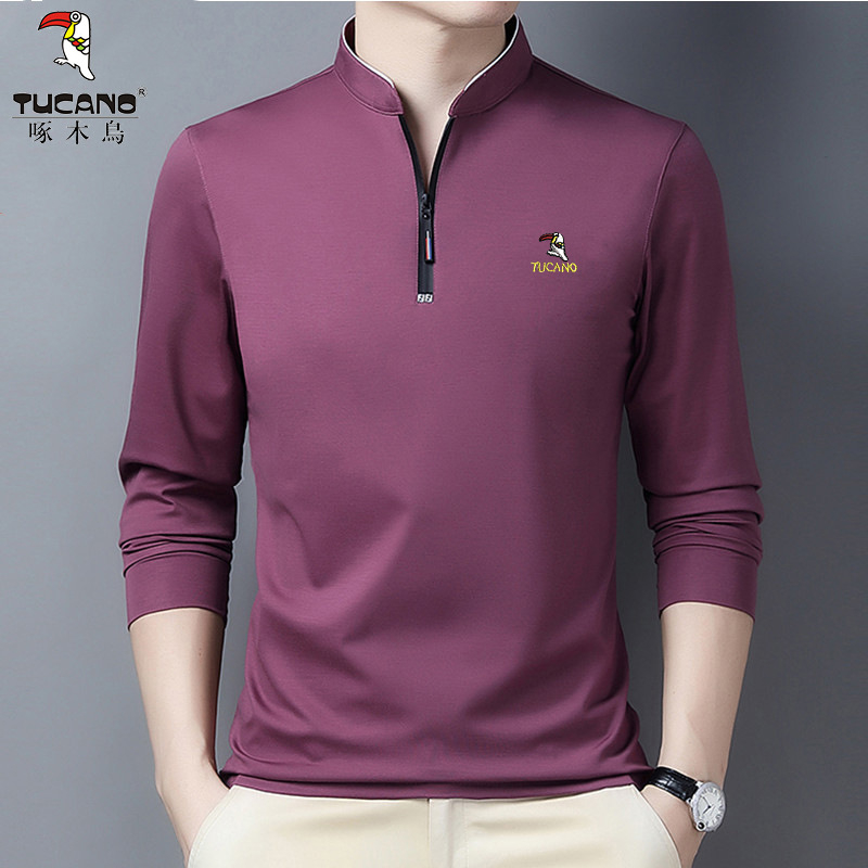 Pólóing, koreai stílus, hosszú ujjú, 95% pamut, nedvességelvezető, cipzár díszítés