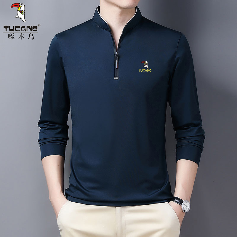 Pólóing, koreai stílus, hosszú ujjú, 95% pamut, nedvességelvezető, cipzár díszítés