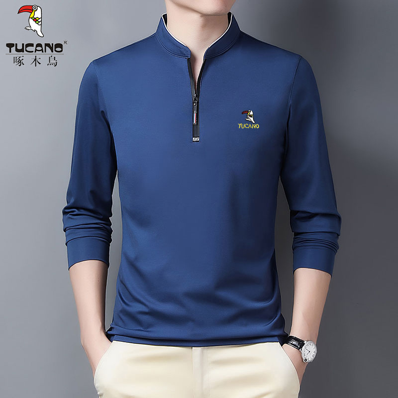 Pólóing, koreai stílus, hosszú ujjú, 95% pamut, nedvességelvezető, cipzár díszítés