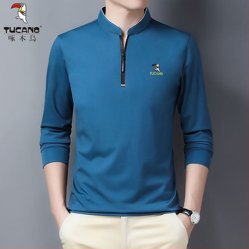 Pólóing, koreai stílus, hosszú ujjú, 95% pamut, nedvességelvezető, cipzár díszítés