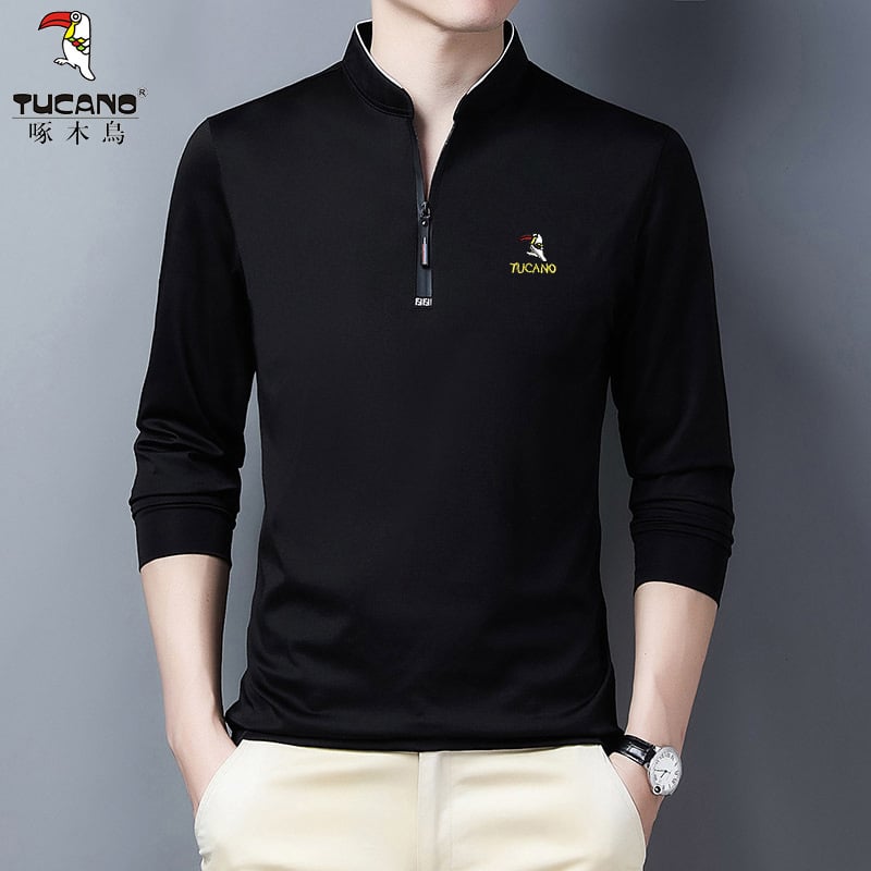 Pólóing, koreai stílus, hosszú ujjú, 95% pamut, nedvességelvezető, cipzár díszítés