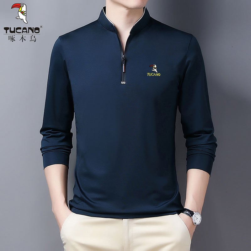 Pólóing, koreai stílus, hosszú ujjú, 95% pamut, nedvességelvezető, cipzár díszítés