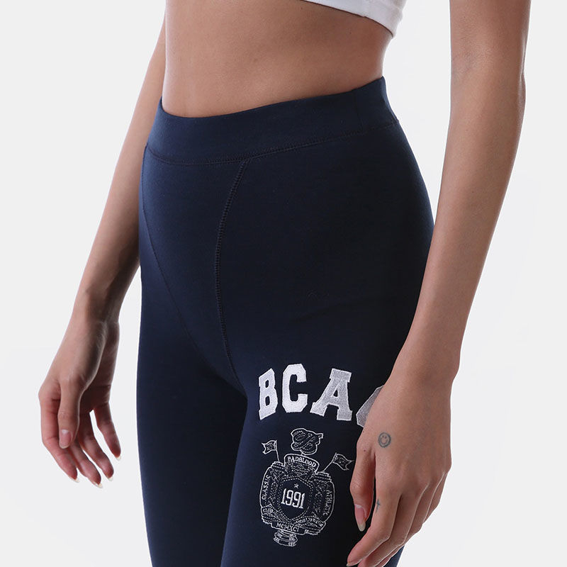 Ženske cropped legice od pamuka, slim fit, otisak s slovima, pogodne za sport, vožnju biciklom i jogu