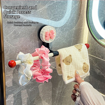 Suport de prosoape din plastic cu ventuză, fără găuri, bară unică pentru baie, spațiu de depozitare, cu posibilitate de personalizare