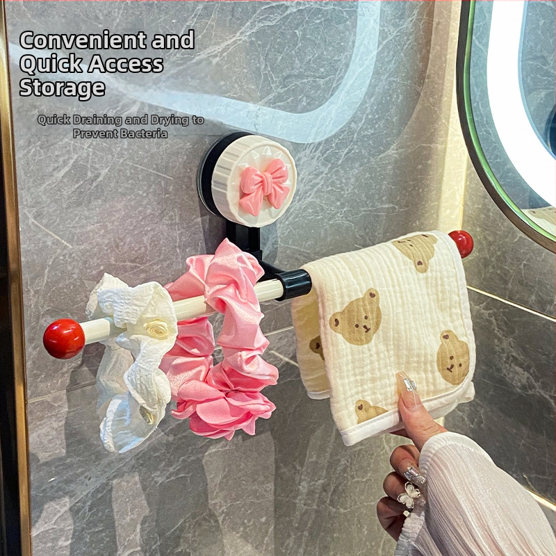 Suport de prosoape din plastic cu ventuză, fără găuri, bară unică pentru baie, spațiu de depozitare, cu posibilitate de personalizare