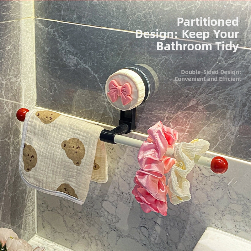 Suport de prosoape din plastic cu ventuză, fără găuri, bară unică pentru baie, spațiu de depozitare, cu posibilitate de personalizare