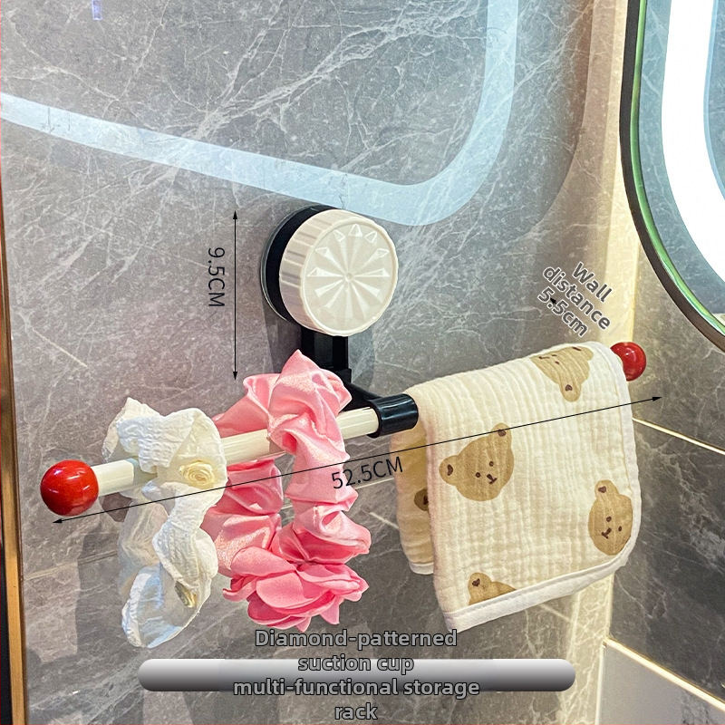 Suport de prosoape din plastic cu ventuză, fără găuri, bară unică pentru baie, spațiu de depozitare, cu posibilitate de personalizare