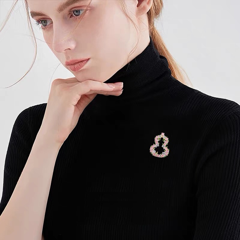 Брошка от мед с диамантено инкрустиране, корейски стил, зимна колекция 2025