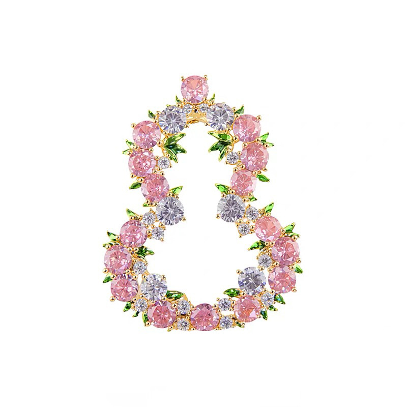 Брошка от мед с диамантено инкрустиране, корейски стил, зимна колекция 2025