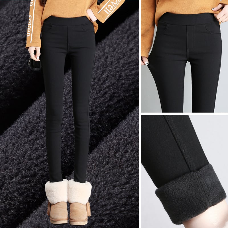 Leggings s flis podstavom, visokim strukom, topli, uski kroj