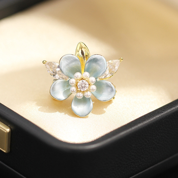 Yanyi Брошка от мед с позлатено покритие, цвете, техника капещо масло, свеж и сладък стил, аксесоар за жени