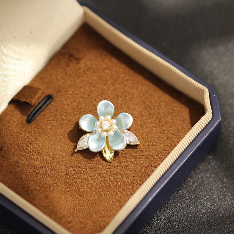 Yanyi Брошка от мед с позлатено покритие, цвете, техника капещо масло, свеж и сладък стил, аксесоар за жени