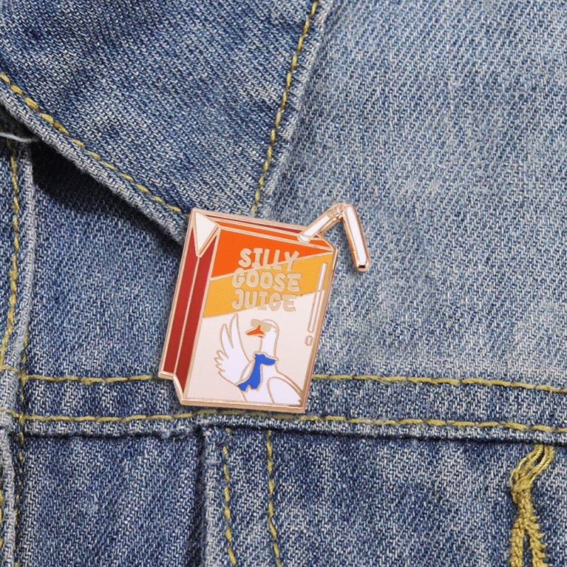 Емайлова брошка със сладка карикатурна гъска — сплав, унисекс, емайл покритие, декорация