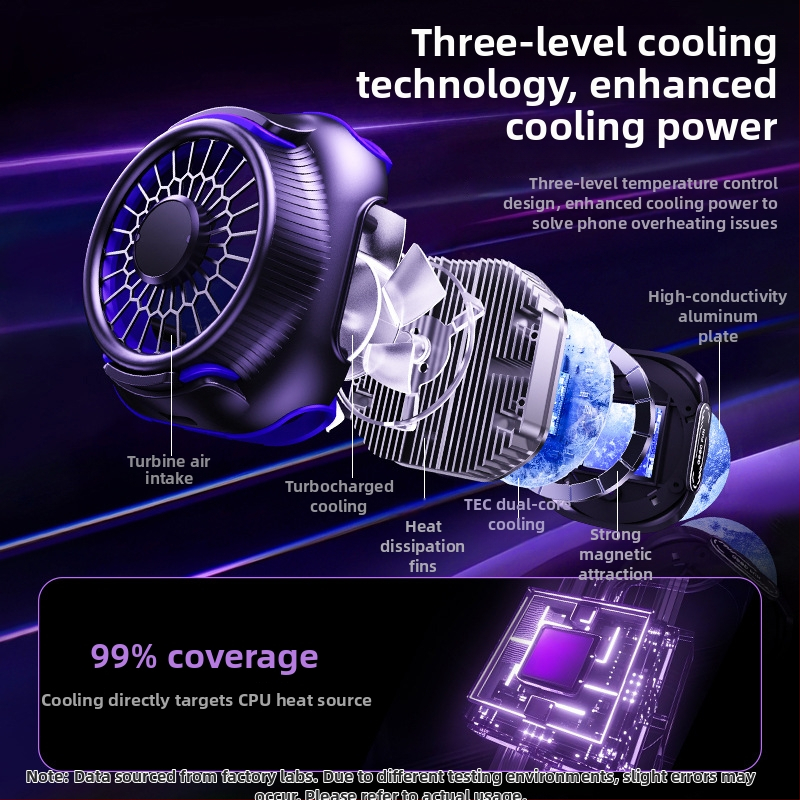 Mágneses telefonhűtő, kettős magos félvezető, hátulról rögzíthető klip, 125 g, 10W, Type-C interfész, ABS+metál, modell N26