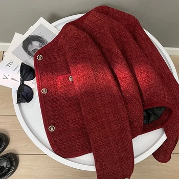 Пухено зимно яке с плътна изолация, яка с висока стойка, патчворк детайл, нормална дължина, корейски стил