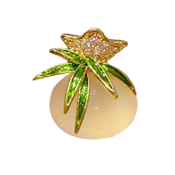 Медна щипка за яка с мотив листа – женски китайски стил, диамантена полировка