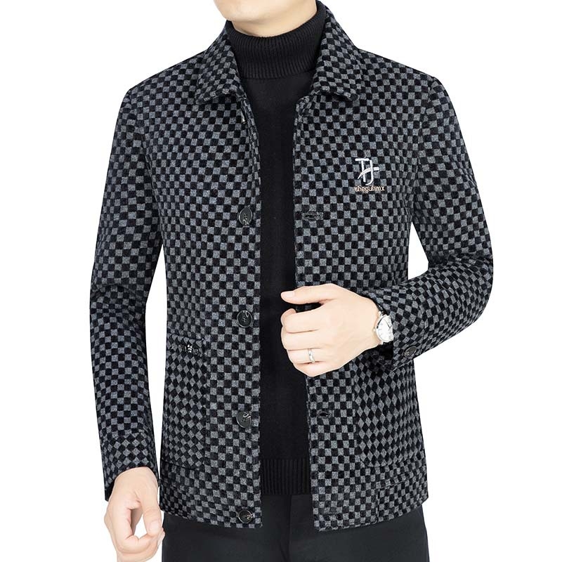 Muško vuneno sako s kariranim uzorkom, slim-fit, jednostruko kopčanje, podstava od poliestera