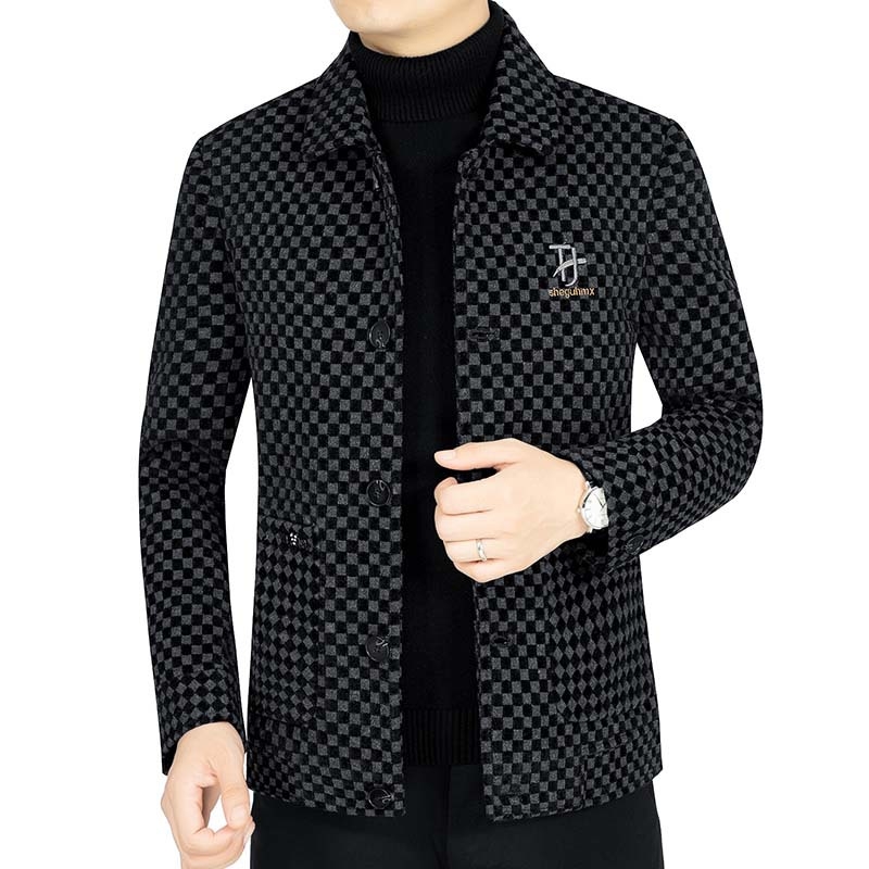 Muško vuneno sako s kariranim uzorkom, slim-fit, jednostruko kopčanje, podstava od poliestera