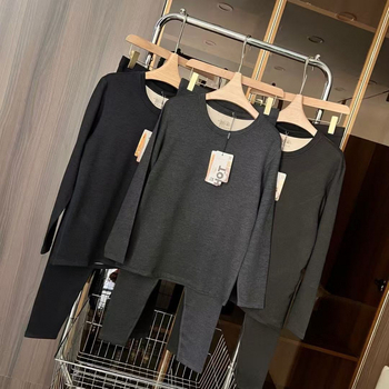 Vunene termo osnovni set za unisex – gornji dio s dugim rukavima i hlače, debeli pleteni materijal 251–300 g/m²