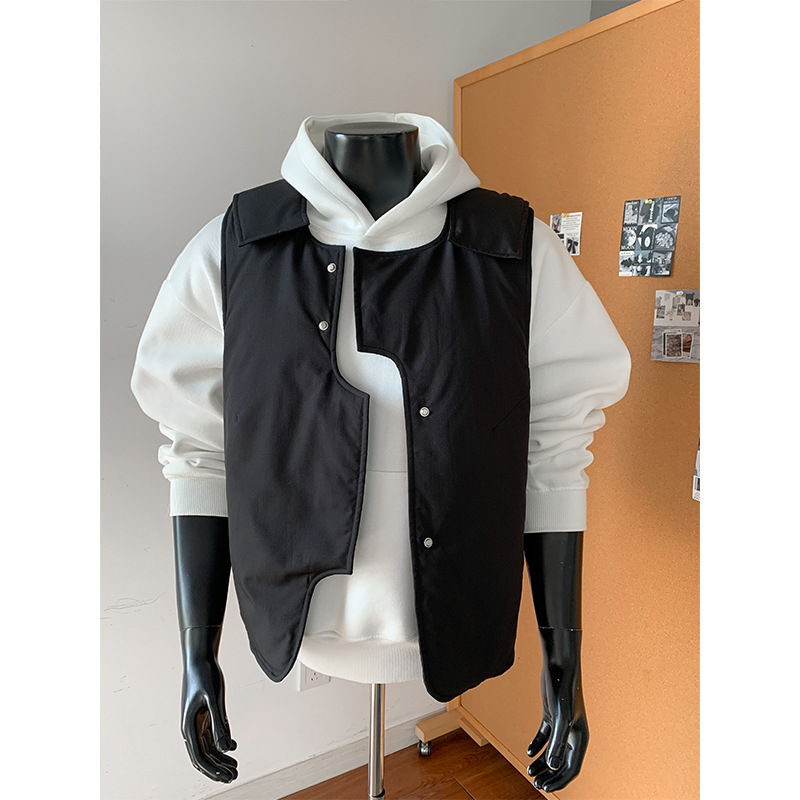 Ανδρικό φαρδύ γιλέκο με επένδυση πολυεστέρα, παχιά επένδυση, εξωτερικό ύφασμα πολυεστέρα, χωρίς κουκούλα