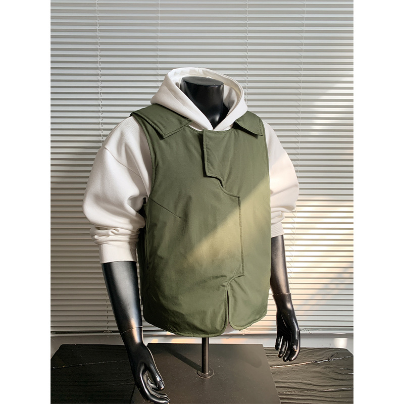 Ανδρικό φαρδύ γιλέκο με επένδυση πολυεστέρα, παχιά επένδυση, εξωτερικό ύφασμα πολυεστέρα, χωρίς κουκούλα