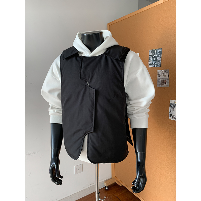 Ανδρικό φαρδύ γιλέκο με επένδυση πολυεστέρα, παχιά επένδυση, εξωτερικό ύφασμα πολυεστέρα, χωρίς κουκούλα