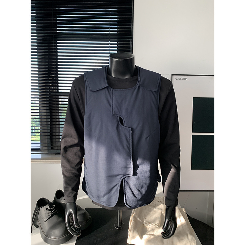 Ανδρικό φαρδύ γιλέκο με επένδυση πολυεστέρα, παχιά επένδυση, εξωτερικό ύφασμα πολυεστέρα, χωρίς κουκούλα