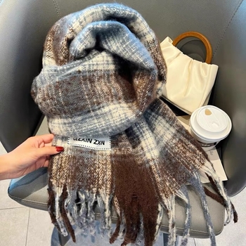 Zimski šal od mohair mješavine, warp pletenje, produžena duljina za toplinu