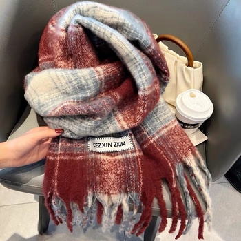 Zimski šal od mohair mješavine, warp pletenje, produžena duljina za toplinu