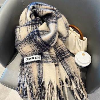 Zimski šal od mohair mješavine, warp pletenje, produžena duljina za toplinu
