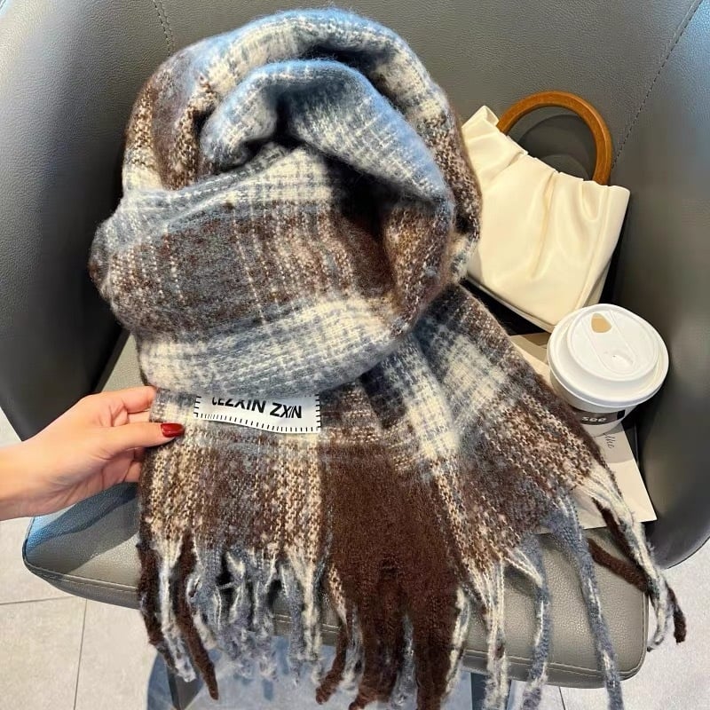 Zimski šal od mohair mješavine, warp pletenje, produžena duljina za toplinu
