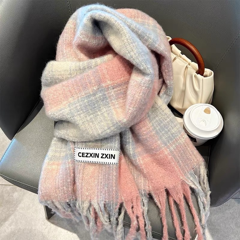 Zimski šal od mohair mješavine, warp pletenje, produžena duljina za toplinu